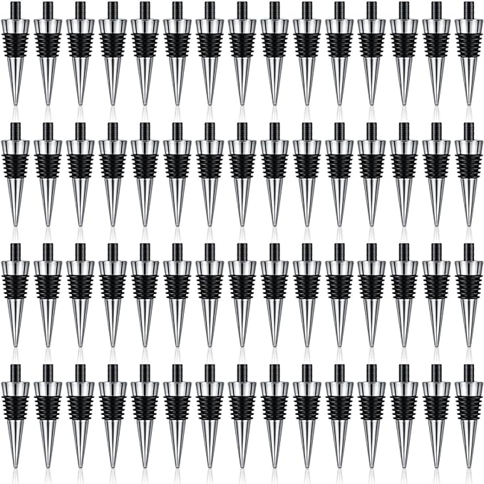 Honeydak 60 Pieces Metal Bottle Stopper Blank Stainless Steel Wine Bottle Stopper Kit Reusable Wine Saver Corks Hardware for Wedding Party Bar Turning