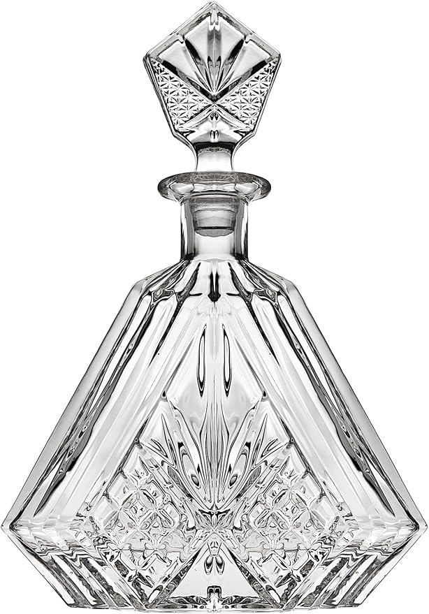 Whiskey Decanter for Liquor Scotch Bourbon or Wine, Irish cut Triangular - 750ml