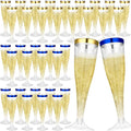 Jingmore 36 Pcs Plastic Champagne Flutes 4.5 oz Clear Disposable Wine Glasses Cocktail Cup Champagne Glass for Wedding Graduation Summer Party Favor Mimosa Bar Supplies (Blue,Gold)