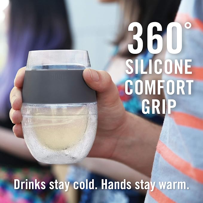 HOST Wine Freeze Cooling Cup, Plastic Double Wall Insulated Freezable Drink Chilling Tumbler with Freezing Gel Wine Glasses for Red and White Wine, Set of 1, 8.5 oz, Ice