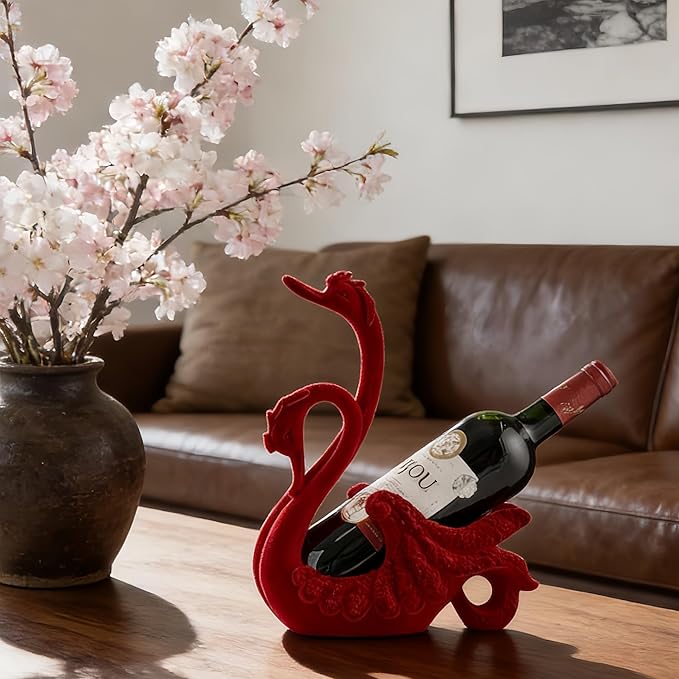 XINXUAN Swan Couple Wine Bottle Holder Countertop, Gifts for Women, Wine Lovers, Decor for Kitchen, Wine Gifts for Women, Ornament Display Stand
