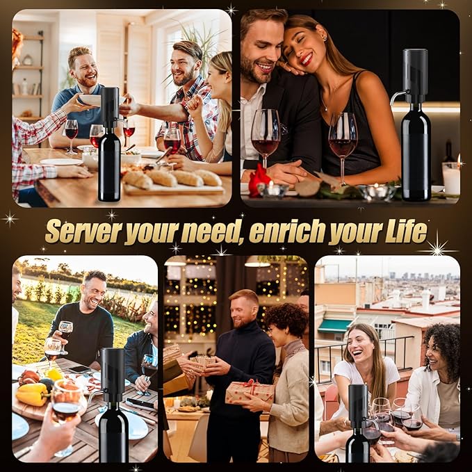 Wine Aerator Electric Wine Decanter Automatic Wine Aerator Portable One Touch Wine Dispenser Rechargeable Wine Pourer Wine Gifts for Wine Lovers and Parties