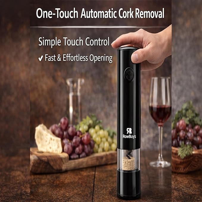 Electric Wine Opener Set – Rechargeable Automatic Corkscrew with One-Touch Operation, Cordless Wine Bottle Opener with Foil Cutter & USB Charging Cable, Wine Lover Gift