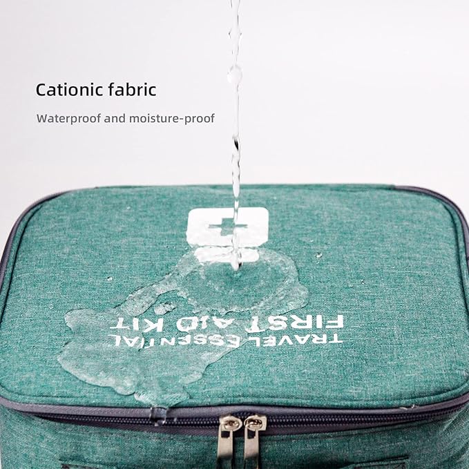 TOPASION Empty First Aid Bags, Travel Medicine Bag, Medical Supplies Organizer Bag, Portable Kit for Traveling, Car, Home, Camping, Office, Hiking, Outdoor (Cationic Green)