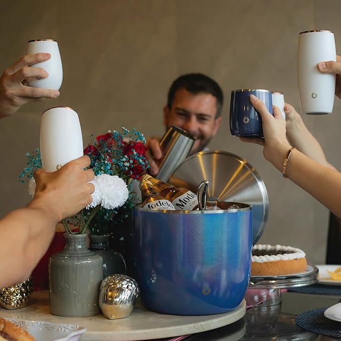 Snowfox XL - Insulated Ice Bucket with Lid/Scoops, Premium Vacuum Insulated Stainless Steel Ice Buckets for Parties, Ice Box, Home Bar Accessories, Parties Supplies, Bar Decor, 7L, Matte Black