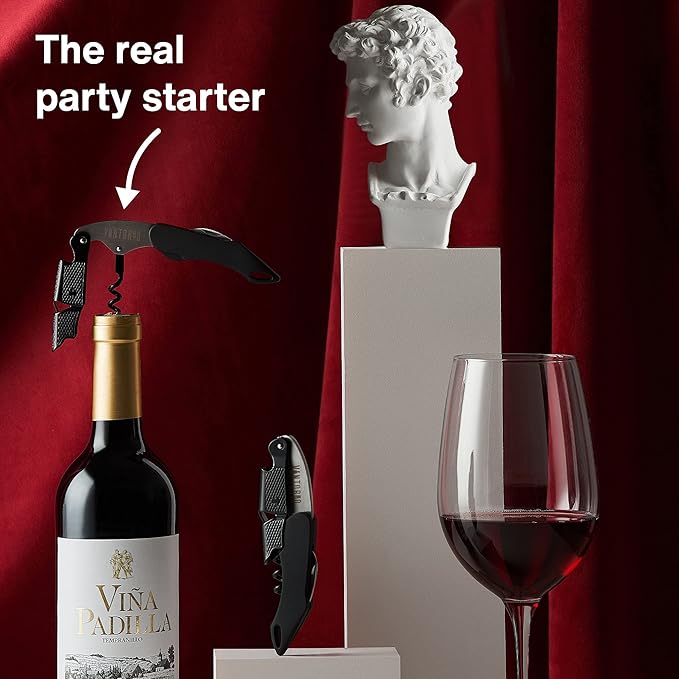 Vintorio Professional Waiters Corkscrew - Wine Key with Ergonomic Rubber Grip, Beer Bottle Opener and Foil Cutter (3 Pack)