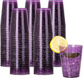 DaYammi 100 Pack 10 oz Purple Plastic Cups- Disposable Cups Tumblers, Elegant Purple Glitter Party Drinking Cup Perfect for Wedding Purple cups Perfect for Mother's Day Party Wedding