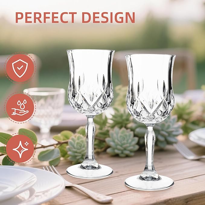 UMEIED 12 Pack 7.2oz Wine Glasses, Small Stemware for Red Wine, Port, Sherry, Dessert Wine, Crystal Clear Classic Glass Goblets Elegant Glassware for Restaurants, Bars, Home Use