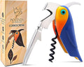 Wine Opener Waiter Corkscrew - Professional Wine Key for Servers & Bartenders with Foil Cutter - Manual Bottle Opener, Double Hinged Bird Shape 3-in-1 (Blue)