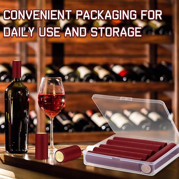 Maxdot 120 Count PVC Heat Shrink Capsules with Storage Box Wine Bottle Sealer for Cruise Shrink Wrap Bottle Corks Capsules for Professional Making Wine Cellars and Home (Red)