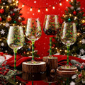 SiliFine 4 Pcs Christmas Holly Berry Party Stemmed Wine Glasses Hand Painted Drinking Cup Wine Glasses Gifts for Birthday Theme Holiday Party Supplies