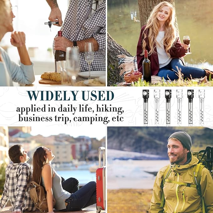 Patelai 6 Pcs Travel Pocket Wine Corkscrew Bulk Portable Wine Opener Plastic Cork Opener Mini Camping Cork Screw for Waiter Corkscrews Restaurant Bottle Camping Travel Gift(Black,White)