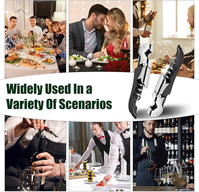 12 Pieces wine key wine opener Professional Waiter Corkscrews Stainless bottle opener Fold Serrated Foil Cutter Key for Family, Company Party,Bars,Restaurants(black)