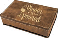 Leatherette 2-Piece Wine Tool Set - Dinner is Poured (Rustic Brown w/Gold)