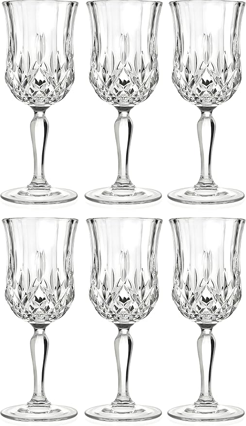 Barski Wine Glass - Goblet - Red Wine - White Wine - Water Glass - Stemmed Glasses - Set of 6 Goblets - Crystal like Glass - 7.75 oz. Beautifully - Cut Crystal - Designed Made in Europe