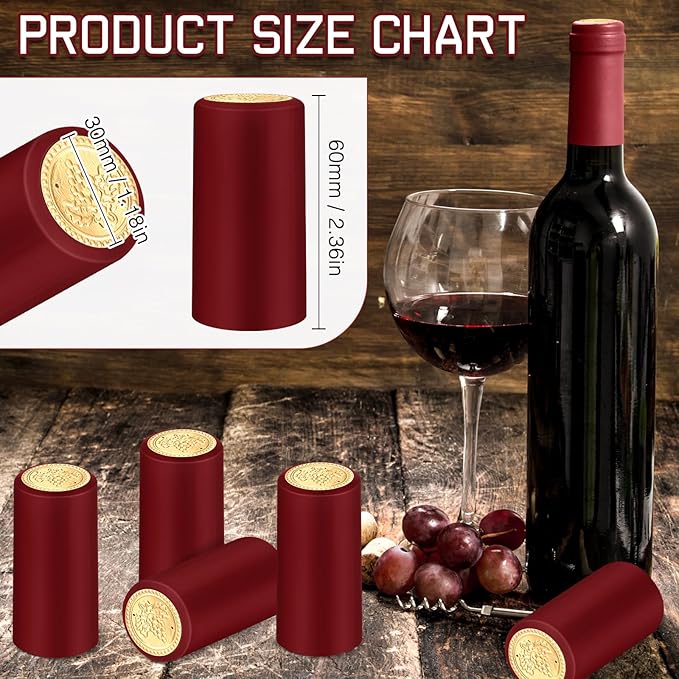 Maxdot 120 Count PVC Heat Shrink Capsules with Storage Box Wine Bottle Sealer for Cruise Shrink Wrap Bottle Corks Capsules for Professional Making Wine Cellars and Home (Red)