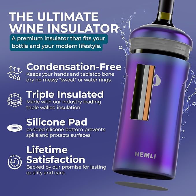 Wine Bottle Insulator Sleeve, Wine Chiller, Wine Bottle Chiller, Wine Bottle Cooler, Wine Chiller Sleeve, Wine Cooler Holder, Champagne Bottle Chiller, Wine Gift Ideas for Women (Iridescent)