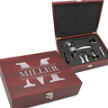 My Personal Memories Custom Engraved 5 Piece Wine Tool Opener Accessories Box Set - Customized Wine Lovers for Anniversary, Weddings, and More (Rosewood)