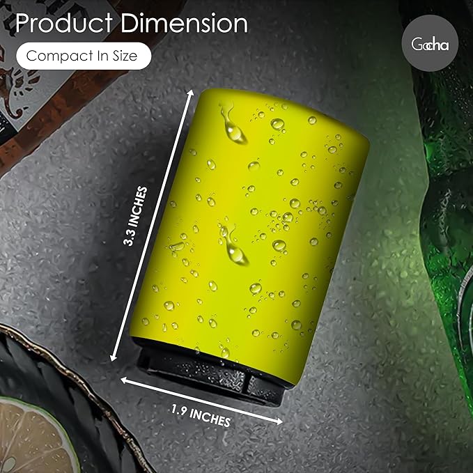 GOCHA | Magnetic Beer Bottle Opener with Automatic Cap Catcher – Stainless Steel Push-Down Gadget, One-Hand Bar Tool for Beer & Soda Bottles (Yellow)