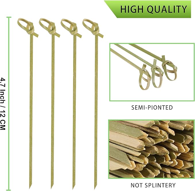 400 PCS Cocktail Picks, 4.7 Inch Toothpicks for Appetizers, Natural Bamboo Knot Skewers, Mini Food Sticks, Fancy Tooth Picks for Drinks,Fruit,Charcuterie,Cocktail Garnish Accessories, Party Supplies