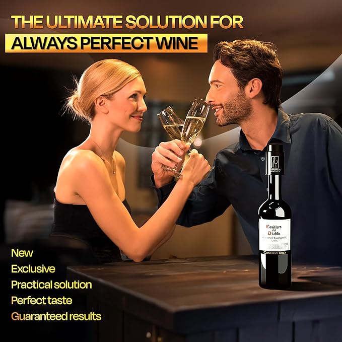 Wine Bottle Stopper with Vacuum Pump – Reusable Wine Saver That Preserves Freshness for Days – Universal Fit Wine Preserver, Bar & Kitchen Accessory