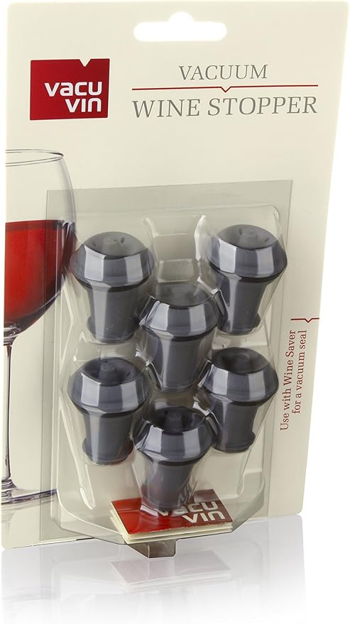 Vacu Vin Original Wine Vacuum Stoppers Set of 12 Gift Set of 6 Grey and 6 Color