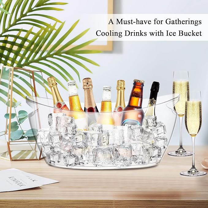 MIVIDE 2 Pack Ice Buckets for Parties, 5.5 L Clear Wine Ice Bucket with 2 PCS Scoops, Champagne Buckets, Ice Bucket for Drinks, Beverage Tub, Drinks, Cocktail Bar, Mimosa Bar Supplies