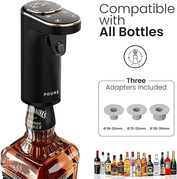 5-in-1 Electric Liquor Dispenser with Wine Aerator - Smart Drink Dispenser Whiskey Pump - Alcohol Output 1-999mL - Mothers Day Gift Essential - LED Touch Screen - Birthday Gift Men Women