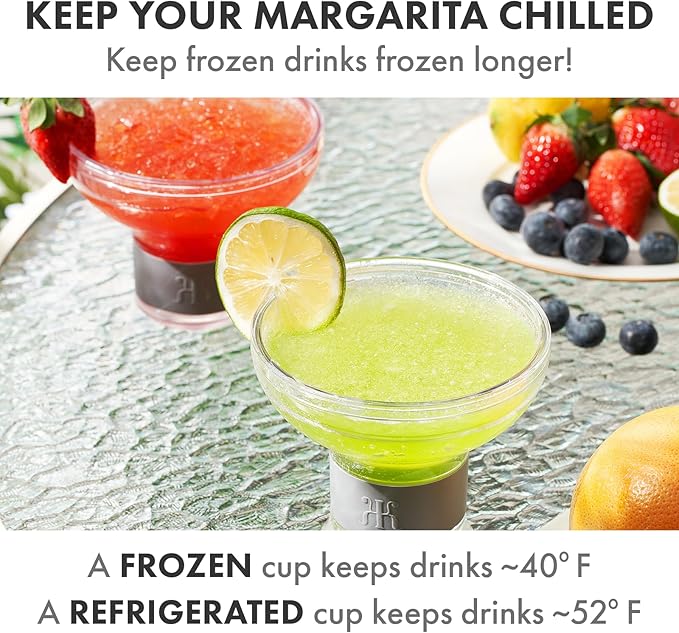 Frozen Margarita & Cocktail Chiller Glasses | Set of 4 | 12 OZ Unbreakable Tritan Acrylic , Double Wall Plastic Insulated Glass to Keep your Drink Cool With Freeze Gel Glass , SiliconeHolder ( 12 OZ )