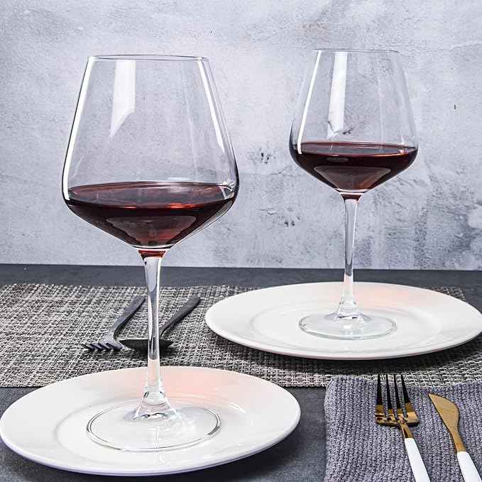 Red Wine Glasses Set of 6, 20 oz Large Burgundy Wine Glasses, Long Stem Wine Glasses for Wine Tasting, Perfect Ideal for Dinner Party, Wedding, Birthday