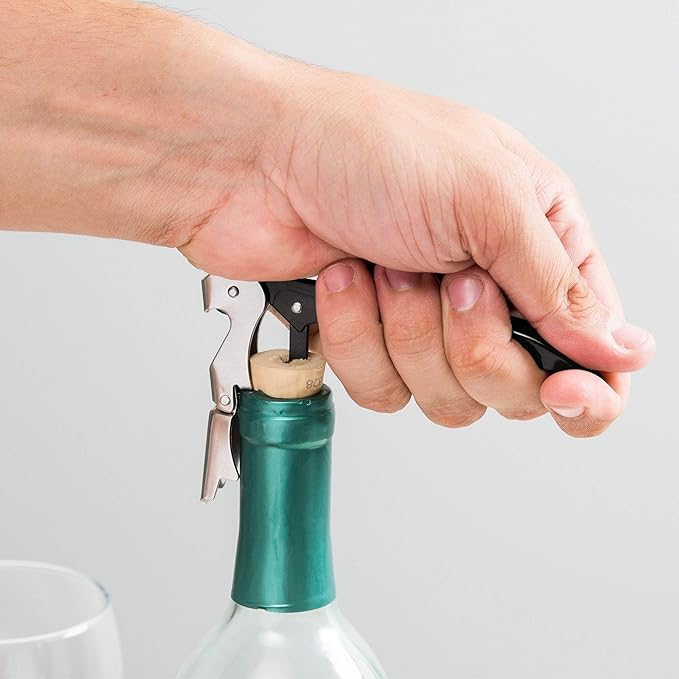 Oenophilia Duo-Lever Professional Waiters Corkscrew - Elixir Black with Violet Spiral Worm