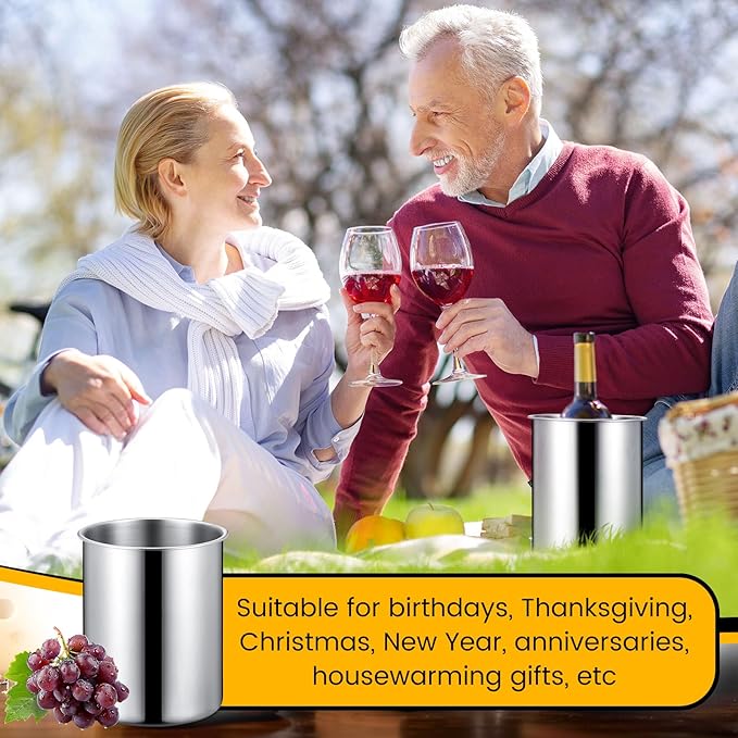 Domensi 10 Pcs Wine Chiller Bucket 750 ML Champagne Bucket Stainless Steel Wine Chillers for Bottles Keeps Cold for Hours
