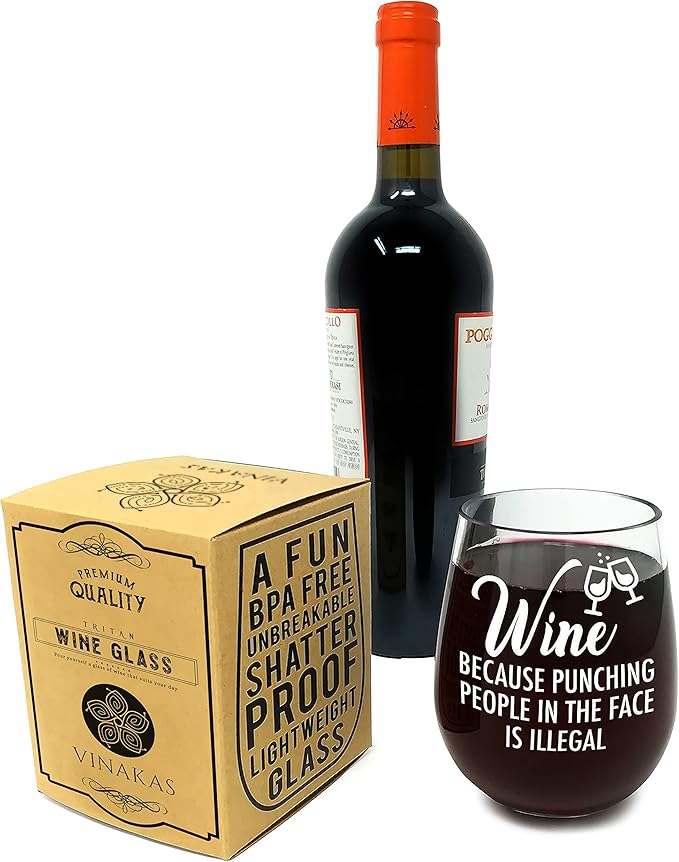 FUNNY WINE GLASSES + WINE SOCKS -16 oz Unbreakable Stemless Wine Glass With Sayings & Fuzzy Girl Socks “If You Can Read This, Bring Me Some Wine"