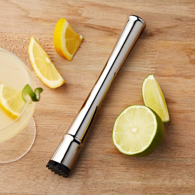 Viski Stainless Steel Muddler, Essential Bar Tools & Accessories, Craft Cocktail Accessories, 7.8″
