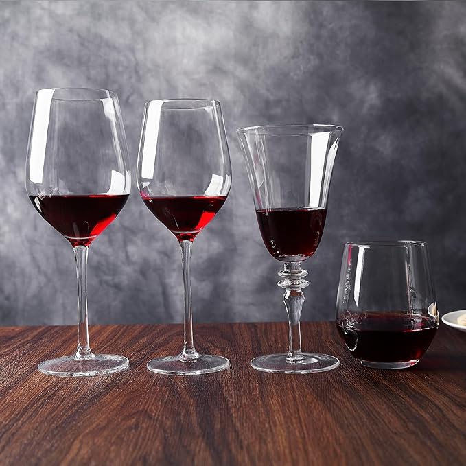 Royalrose Premium Delight Vintage Wine Glasses Set of 4, 15 oz Goblets Glasses for Wine, Cocktails, Sparkling Water, Elegant Drinkware for Entertaining or Daily Use (Red Wine Glasses)