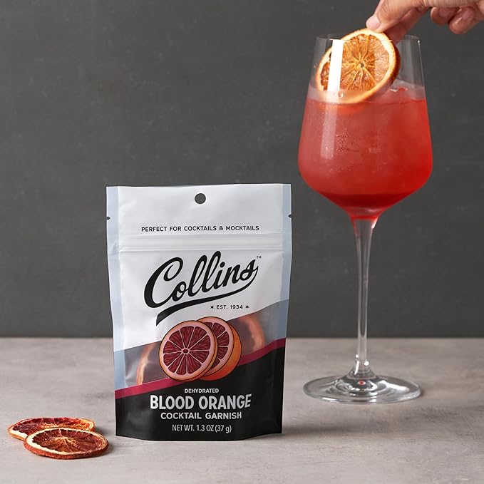 Collins Dehydrated Blood Orange Cocktail Garnish Slices, 1.3 oz – Perfect for Negronis, Margaritas, Mocktails & Desserts – Premium Drink & Food Garnish – 1.3 oz