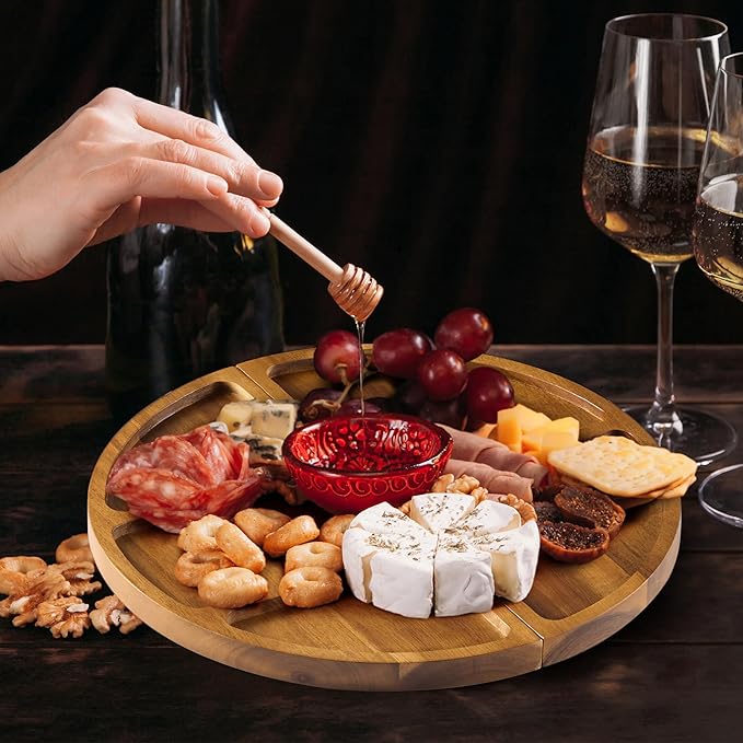 Extra Large Charcuterie Boards, 30'' x 13'' Acacia Cheese Board 3 Part Magnetic Long & Round Boards with Knive Set, Wine Opener & Cheese Marker, Unique Serving Tray for Birthday, Wedding Gift