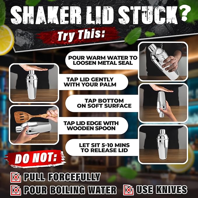 Bar Set & Cocktail Shaker Kit (10-Piece) — Stainless Steel Mixology Bartender Kit with Shaker, Jigger, Strainer, Muddler, Spoon, Tongs, Corkscrew & Wooden Stand — Bar Tools Gift for Cocktail Lover