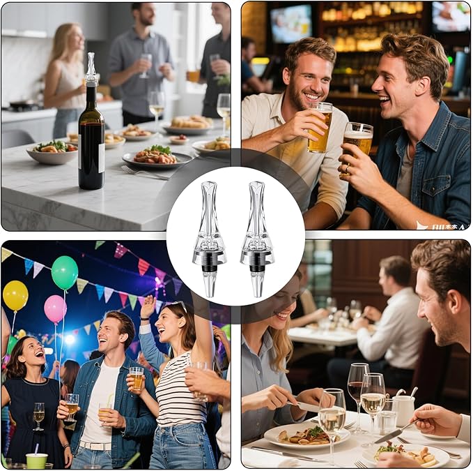 2 Pcs Wine Aerator Pourer,Wine Air Aerator, Professional Wine Aerator For Superior Flavor, Enhanced Bouquet & Rich, Smooth Finish. No-Leak, No-Drip, Spill-Free Design