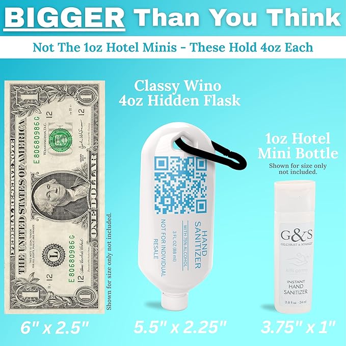 Hidden Flask Set for Liquor - 3-Pack 4oz Lotion-Style Discreet Bottles with Easy Pour Spout & Carabiner - Leak-Proof, BPA-Free, Travel-Friendly - Great for Cruises, Resorts, Concerts, Music Festivals