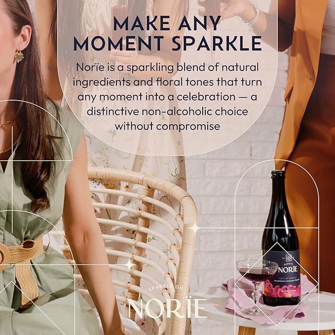 Norïe Lots of Purple – Award-Winning Non-Alcoholic Sparkling Blend with Syrah Grapes, Chamomile & Chrysanthemum – Floral & Elegant Non-Alcoholic Drink - Vegan, Gluten-Free, 750ml