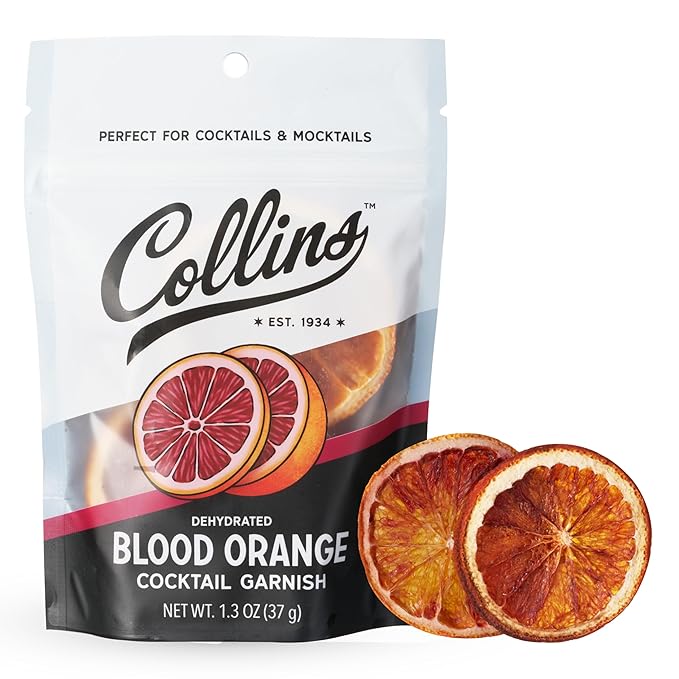 Collins Dehydrated Blood Orange Cocktail Garnish Slices, 1.3 oz – Perfect for Negronis, Margaritas, Mocktails & Desserts – Premium Drink & Food Garnish – 1.3 oz