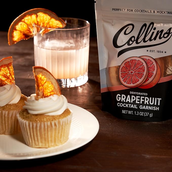 Collins Dehydrated Grapefruit Cocktail Garnish Slices, 1.3 oz – Ideal for Palomas, Gin & Tonics, Mocktails & Culinary Creations – Premium Drink & Food Garnish – 1.3 oz