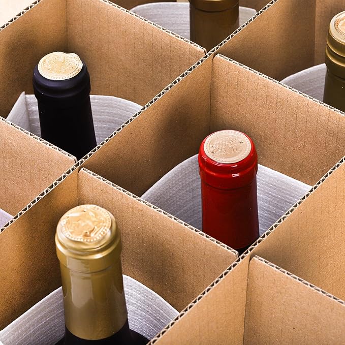 Dicunoy 6 Sets Glass Divider Kits for Moving, Carboard Wine Glassware Dish Packing with 72 Package Foam Pouches, for 16 x 12 x 12 Inch Box