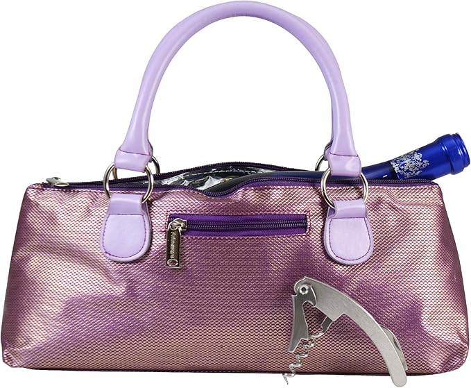 Primeware Wine Clutch Bag (Thermal Insulated) Trendy Women’s Carry Tote | Holds Red & White 750mL Bottles | Trendy Fashion | Incl. Portable Waiter-Style Corkscrew