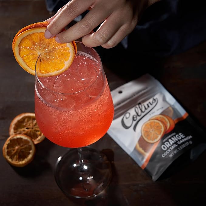 Collins Dehydrated Orange Cocktail Garnish Slices, 1.3 oz, Perfect for Old Fashioneds, Negronis, Mocktails & Desserts – Premium Drink & Food Garnish – 1.3 oz