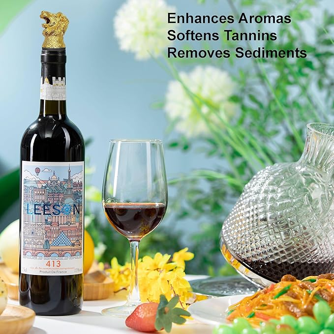 Lion Head Wine Aerator Pourer Spout,White Wine Accessories Aeration Work with Wine Opener for Beginner Enthusiast,Liquor Bottle Pourers Wine Decanter