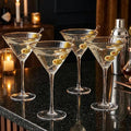 Gold Rim Martini Glasses - Set of 4-10 oz, 24K Gilded Classic Vintage Glasses For Martinis, Cocktails, Champagne, Water & Wine - Hand Blown Classic Coupes Gilded Rimed, Crystal Coupe with Long Stems