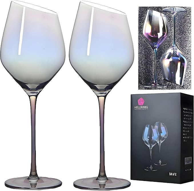 Wine Glasses Set of 2-Premium Crystal Red Wine Glasses Hand Blown-15 oz,Long Stem,Thin Rim,Perfect for Red or White, Daily Use,Unique Anniversary or Birthday Gift