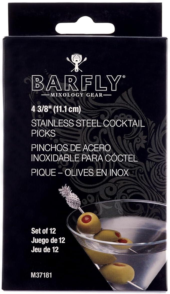 Barfly Cocktail Picks, Pineapple, Stainless Steel, Set 12, 4.5"